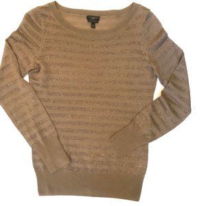 Talbots Lightweight & Soft Merino Bland Sweater Gold Metallic Stripe Siz…